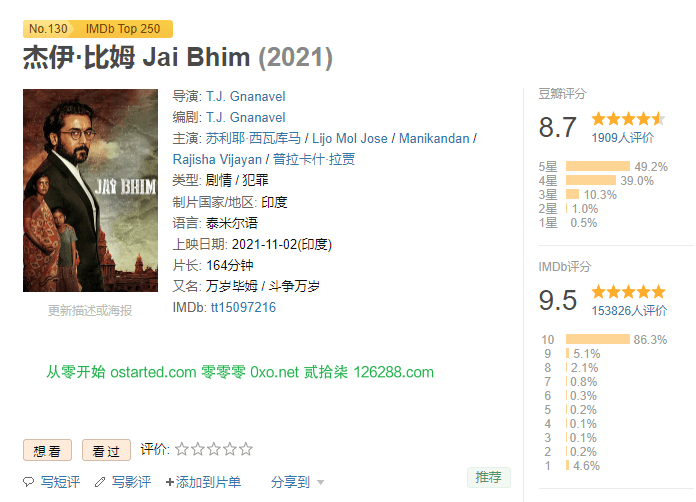杰伊·比姆 1080p BT下载 Jai Bhim (2021) IMDb 9.5高分 中文字幕 - 第1张图片